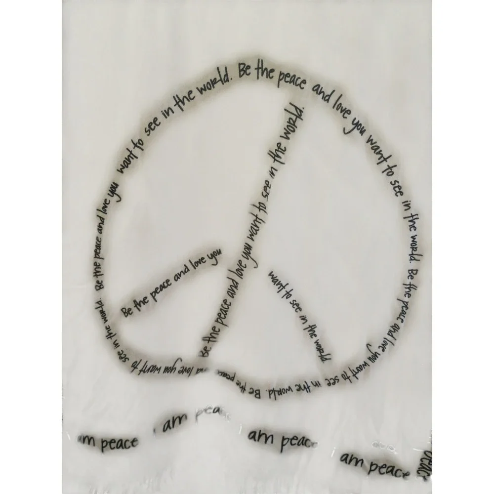 Peace Love World Alina Villasante White Viscose Peace Heart Graphic Scarf Wrap - Picture 6 of 9